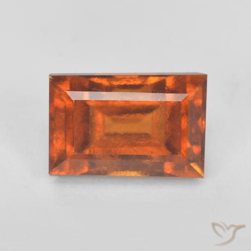 1.55 ct Orange Hessonite Garnet Stone, Natural Hessonite Garnet in Baguette Facet Shape for Sale