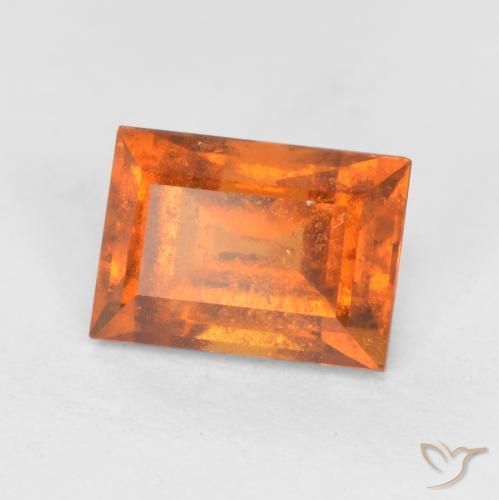 1.32ct Natural Medium Orange Hessonite Garnet, Baguette, SI
