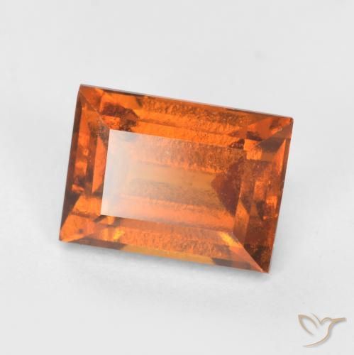 1.50ct Natural Deep Orange Hessonite Garnet, Baguette, VS
