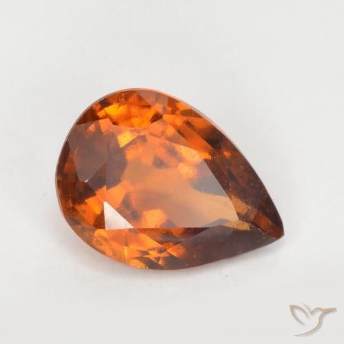 1.19 ct Orange Hessonite Garnet Stone, Natural Hessonite Garnet in Pear Facet Shape for Sale