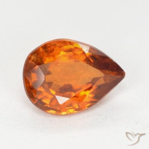 1.17 ct Orange Hessonite Garnet Stone, Natural Hessonite Garnet in Pear Facet Shape for Sale