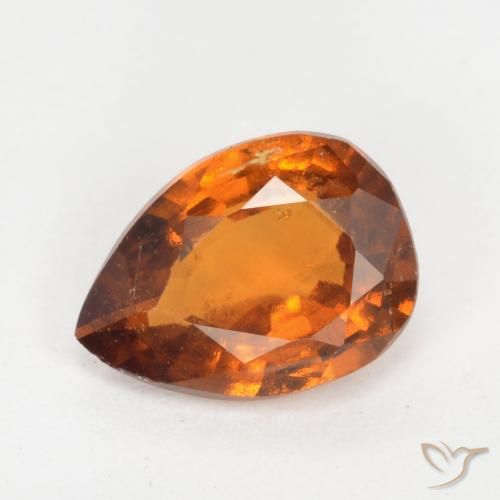 1.13ct Natural Medium Orange Hessonite Garnet, Pear Shape, SI