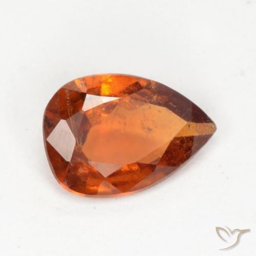 0.93 ct Orange Hessonite Garnet Stone, Natural Hessonite Garnet in Pear Facet Shape for Sale