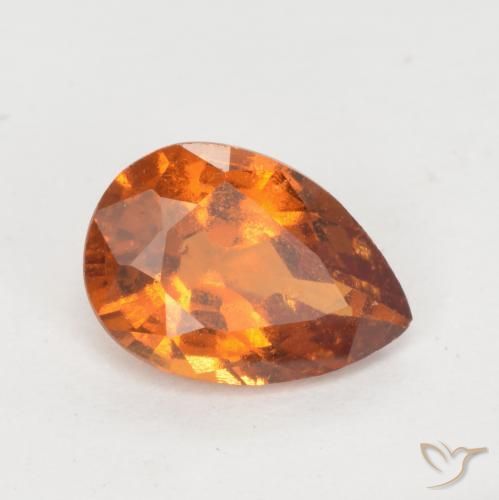 0.98 ct Orange Hessonite Garnet Stone, Natural Hessonite Garnet in Pear Facet Shape for Sale
