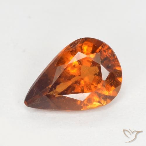 1.01ct Natural Deep Orange Hessonite Garnet, Pear Shape, VS-SI