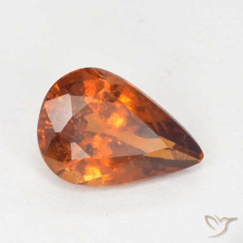 1.01 ct Orange Hessonite Garnet Stone, Natural Hessonite Garnet in Pear Facet Shape for Sale