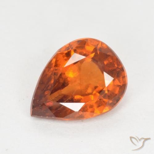 1.18ct Natural Deep Orange Hessonite Garnet, Pear Shape, VS-SI