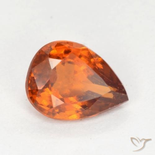 1.18 ct Orange Hessonite Garnet Stone, Natural Hessonite Garnet in Pear Facet Shape for Sale