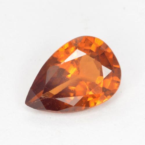 Medium-Dark Orange Hessonite Garnet Gem - 1ct Pear Facet (ID: 554217)