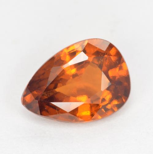 Medium-Dark Orange Hessonite Garnet Gem - 1.4ct Pear Facet (ID: 554218)