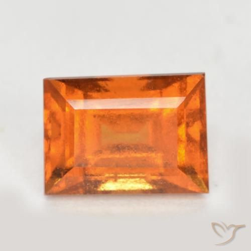 1.42ct Natural Deep Orange Hessonite Garnet, Baguette, SI
