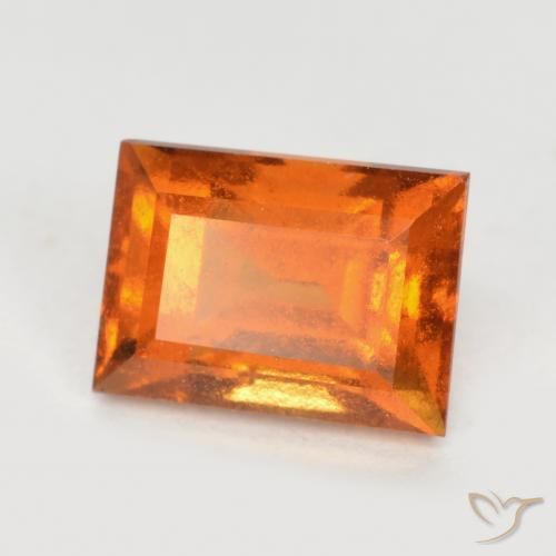 1.42 ct Orange Hessonite Garnet Stone, Natural Hessonite Garnet in Baguette Facet Shape for Sale