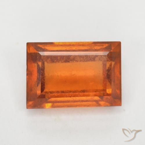 1.24ct Natural Deep Orange Hessonite Garnet, Baguette, SI