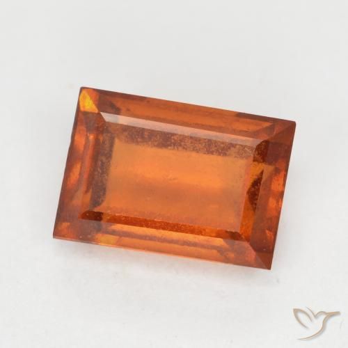 1.24 ct Orange Hessonite Garnet Stone, Natural Hessonite Garnet in Baguette Facet Shape for Sale