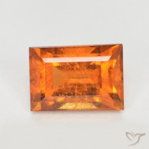 1.28ct Natural Medium Orange Hessonite Garnet, Baguette, SI
