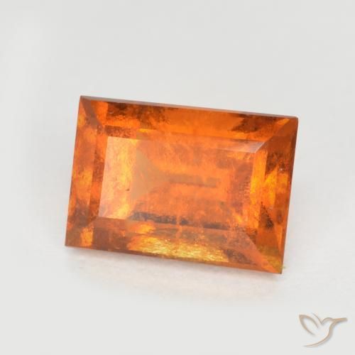 1.28 ct Orange Hessonite Garnet Stone, Natural Hessonite Garnet in Baguette Facet Shape for Sale