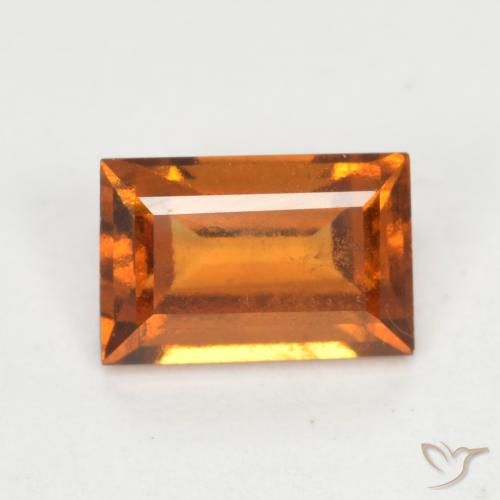 0.95ct Natural Medium-Dark Orange Hessonite Garnet, Baguette, VS-SI