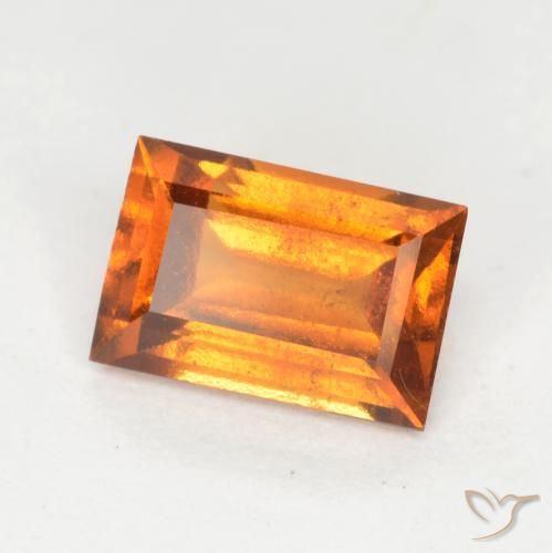 0.95 ct Orange Hessonite Garnet Stone, Natural Hessonite Garnet in Baguette Facet Shape for Sale