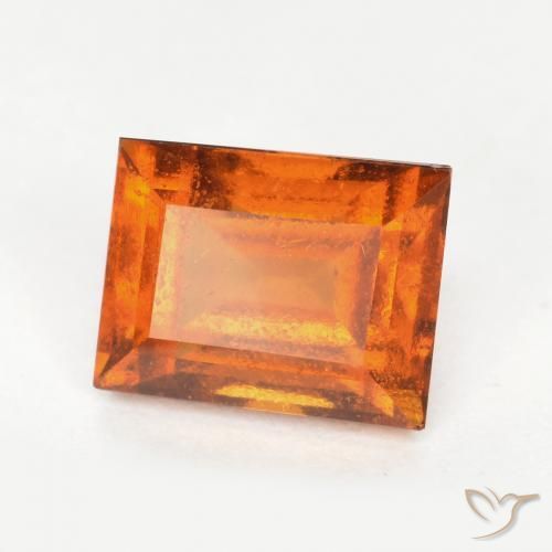 1.36ct Natural Deep Orange Hessonite Garnet, Baguette, VS-SI