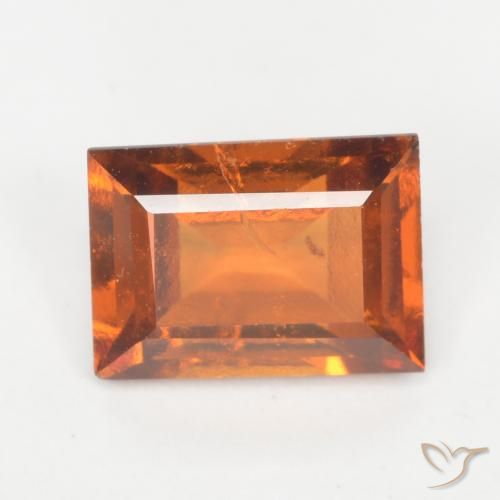 1.33ct Natural Deep Orange Hessonite Garnet, Baguette, SI