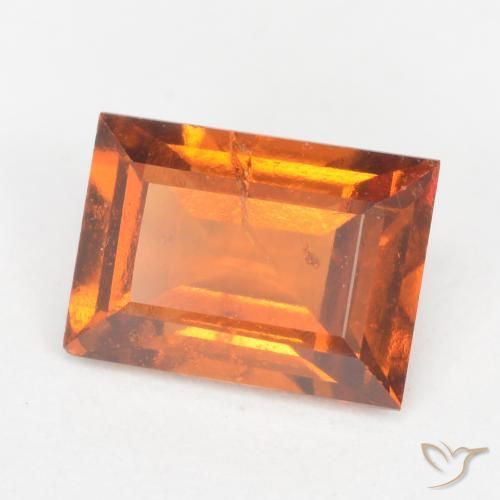 1.33 ct Orange Hessonite Garnet Stone, Natural Hessonite Garnet in Baguette Facet Shape for Sale