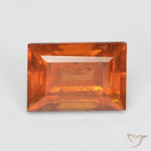 1.47ct Natural Medium Orange Hessonite Garnet, Baguette, SI
