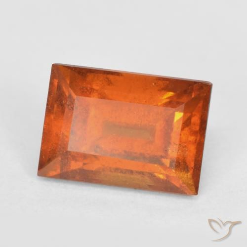 1.47 ct Orange Hessonite Garnet Stone, Natural Hessonite Garnet in Baguette Facet Shape for Sale