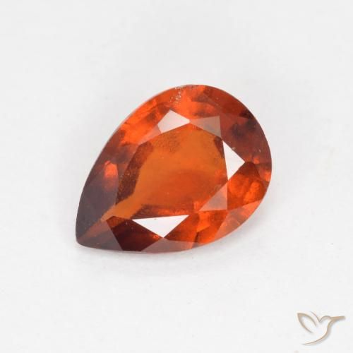 1.01ct Natural Fire Orange Hessonite Garnet, Pear Shape, VS-SI