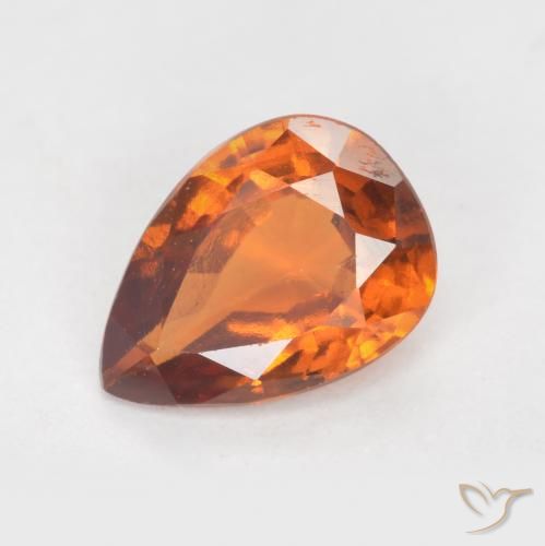 1.15ct Natural Medium Orange Hessonite Garnet, Pear Shape, VS