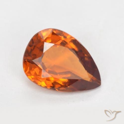 1.15 ct Orange Hessonite Garnet Stone, Natural Hessonite Garnet in Pear Facet Shape for Sale