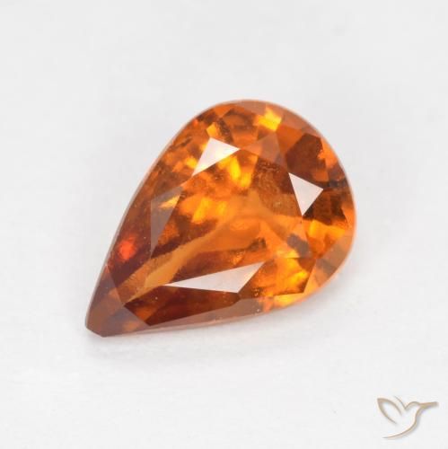 1.06ct Natural Yellowish Orange Hessonite Garnet, Pear Shape, VS-SI