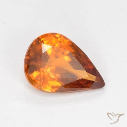 1.06 ct Orange Hessonite Garnet Stone, Natural Hessonite Garnet in Pear Facet Shape for Sale