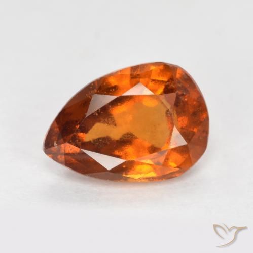 1,2 ct oranger Hessonit-Granat, 8 x 5,6 mm Birnenschliff aus Madagaskar, Photo A