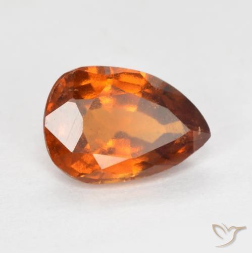 1.20 ct Orange Hessonite Garnet Stone, Natural Hessonite Garnet in Pear Facet Shape for Sale