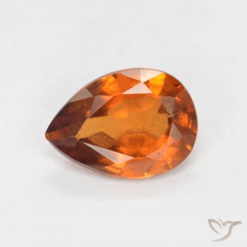 7,9 x 5,7mm birnenschliff oranger Hessonit-Granat aus Madagaskar, Gewicht 1,16 ct, 1 Stück Hessonit-Granat - Farbe: Tieforange, natürlicher Edelstein in VS-SI Reinheit, Mohs-Härte von 6,5 - 7,5 Geeignet für den täglichen Gebrauch im Schmuck, Photo A