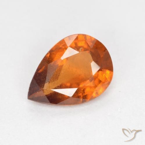 0.93ct Natural Deep Orange Hessonite Garnet, Pear Shape, VS-SI