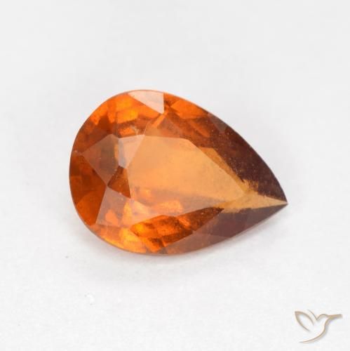0.93 ct Orange Hessonite Garnet Stone, Natural Hessonite Garnet in Pear Facet Shape for Sale