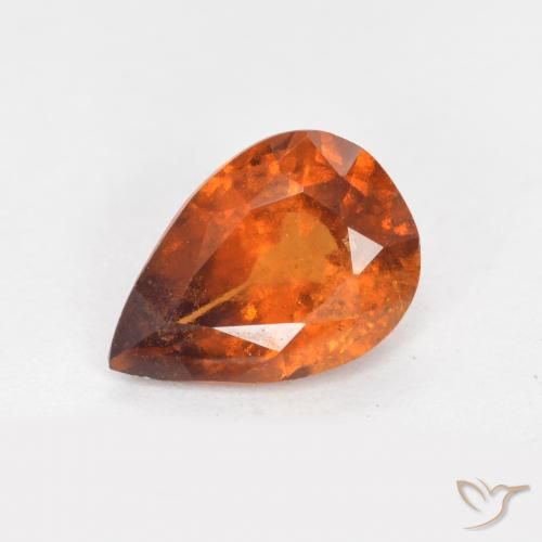 1.06ct Natural Medium-Dark Orange Hessonite Garnet, Pear Shape, SI