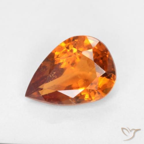 0.95ct Natural Deep Orange Hessonite Garnet, Pear Shape, VS-SI
