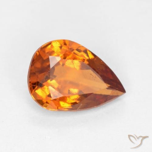 0.95 ct Orange Hessonite Garnet Stone, Natural Hessonite Garnet in Pear Facet Shape for Sale