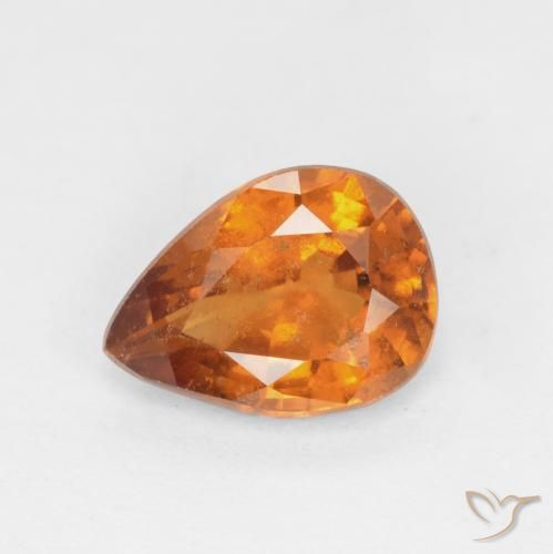1.14ct Natural Medium-Dark Orange Hessonite Garnet, Pear Shape, SI