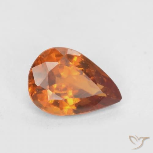 0.70 ct Orange Hessonite Garnet Stone, Natural Hessonite Garnet in Pear Facet Shape for Sale