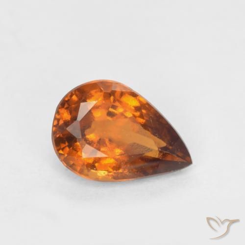 0.68 ct Orange Hessonite Garnet Stone, Natural Hessonite Garnet in Pear Facet Shape for Sale