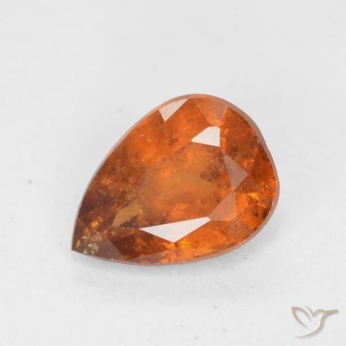 0.77ct Natural Medium-Dark Orange Hessonite Garnet, Pear Shape, SI