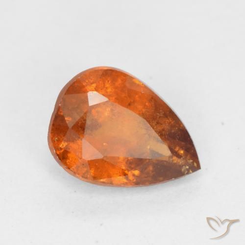 0.77 ct Orange Hessonite Garnet Stone, Natural Hessonite Garnet in Pear Facet Shape for Sale