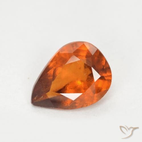 1.01ct Natural Medium-Dark Orange Hessonite Garnet, Pear Shape, VS-SI