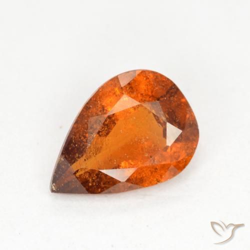 0.97ct Natural Medium Orange Hessonite Garnet, Pear Shape, SI