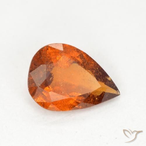 0.97 ct Orange Hessonite Garnet Stone, Natural Hessonite Garnet in Pear Facet Shape for Sale