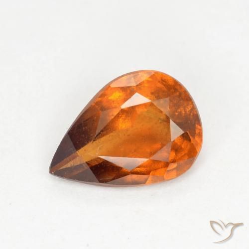 1.01ct Natural Deep Orange Hessonite Garnet, Pear Shape, SI