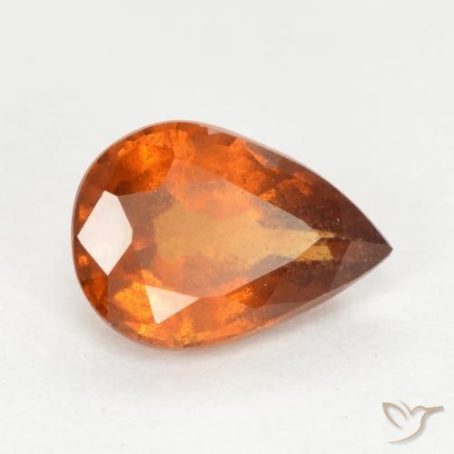 1.20 ct Orange Hessonite Garnet Stone, Natural Hessonite Garnet in Pear Facet Shape for Sale